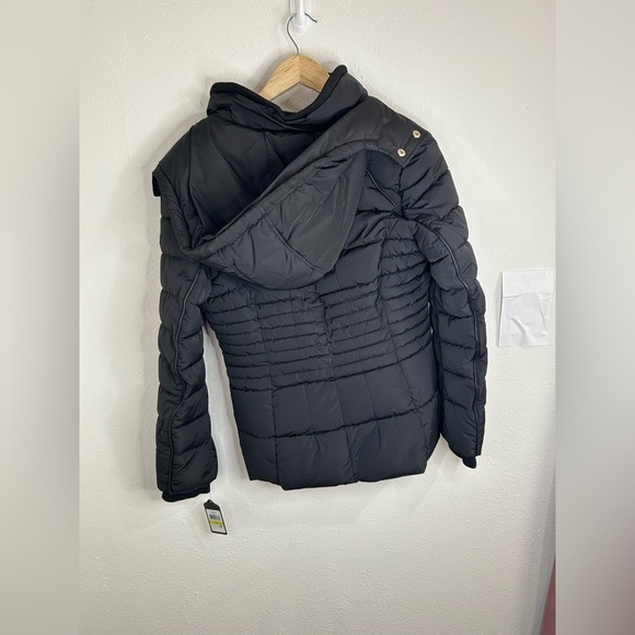 Guess Women’s Medium Black Quilted Puffer Jacket Warm Stylish Hooded Winter Coat - Picture 8 of 9